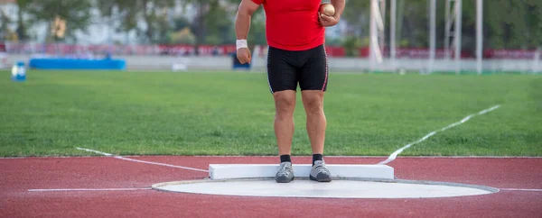 Esportista Praticar Tiro Posto Conceito Desporto Profissional Horizontal Cartaz Esporte — Fotografia de Stock