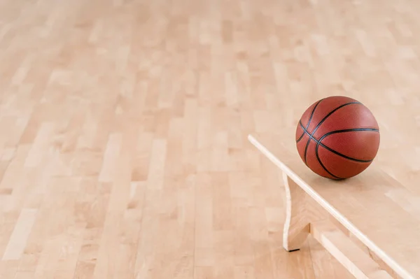 Yedek Kulübesinde Kahverengi Basketbol Topu Yatay Eğitim Posteri Tebrik Kartları — Stok fotoğraf