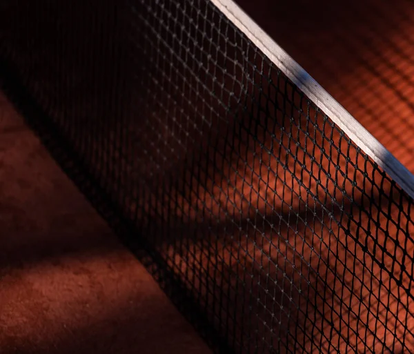 Pomerančový Tenisový Kurt Míček Stíny Horizontální Sportovní Plakát Blahopřání Záhlaví — Stock fotografie