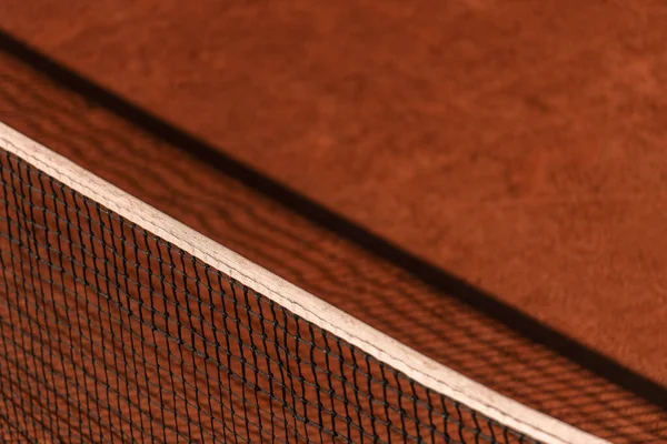 Orangefarbenes Tennisnetz Mit Schatten Horizontales Sportplakat Grußkarten Kopfzeilen Website — Stockfoto