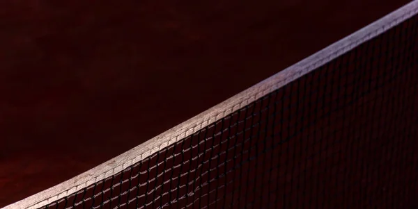 Red Cancha Tenis Naranja Con Sombras Cartel Deportivo Horizontal Tarjetas — Foto de Stock