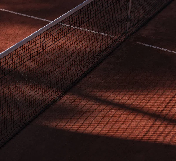 Orangefarbenes Tennisnetz Mit Schatten Horizontales Sportplakat Grußkarten Kopfzeilen Website — Stockfoto