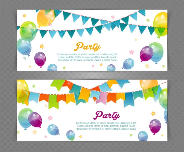 Party banners with flags and ballons — Stock Vector
