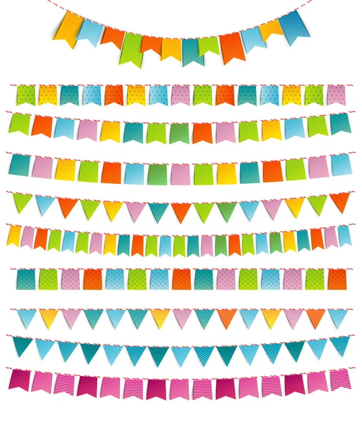 Banderas de color de fiesta Bunting — Vector de stock