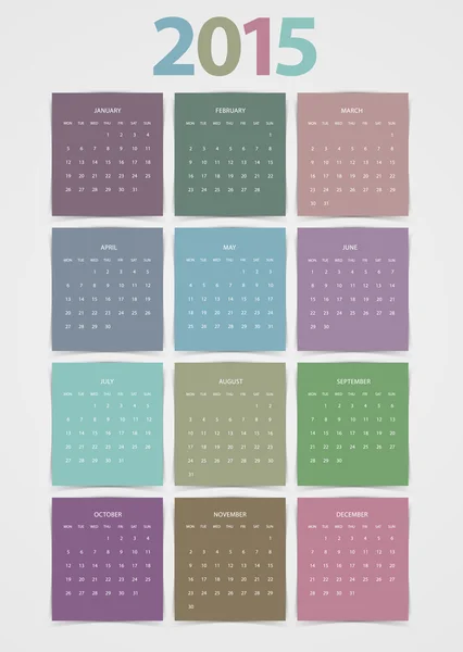 Calendario para 2015 — Archivo Imágenes Vectoriales