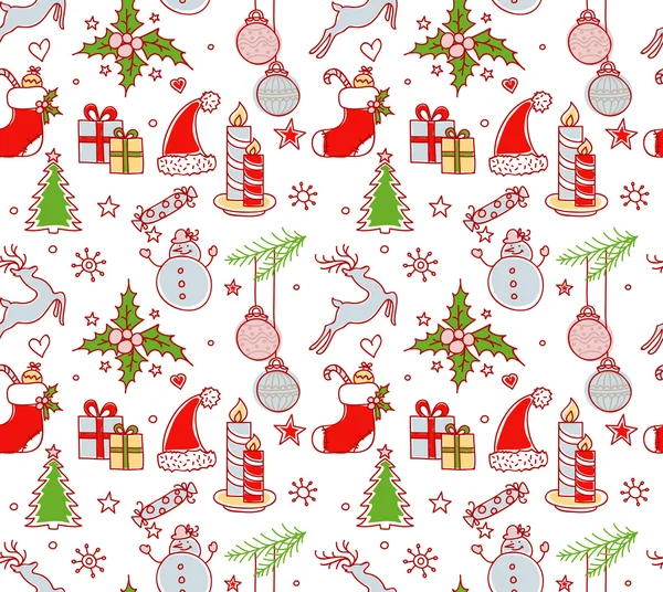 Xmas objects seamless pattern — Stock Vector