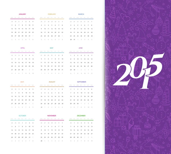 Calendario per il 2015 — Vettoriale Stock