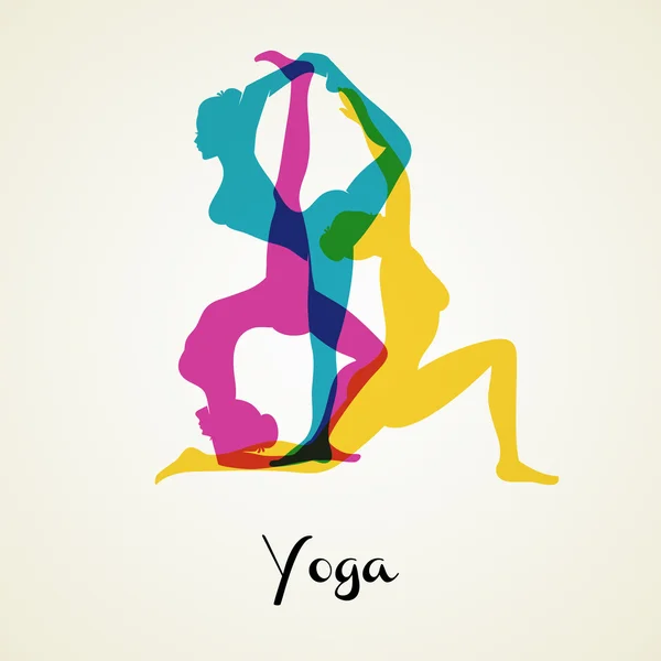 Yoga poses silhouette — Stock Vector