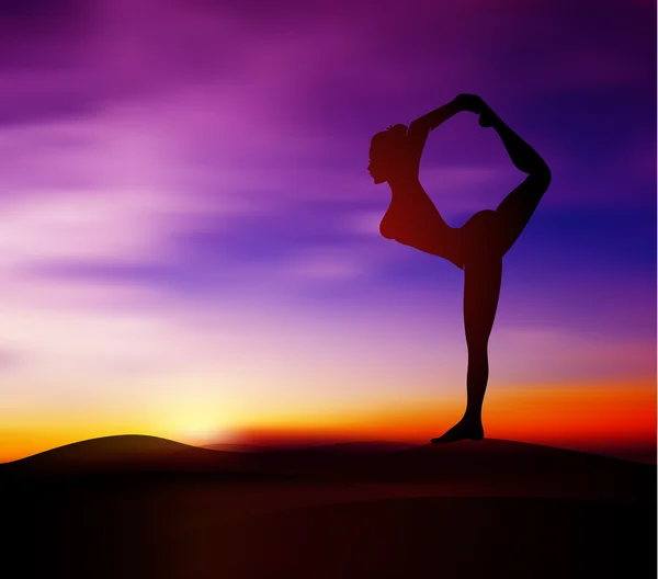 Yoga pozează silueta — Vector de stoc