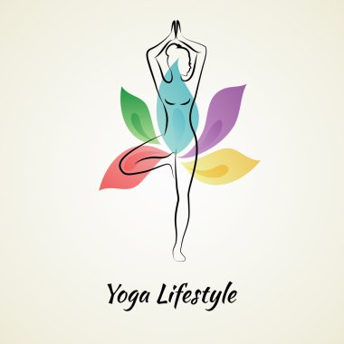 Güzel bir kadın yoga yapıyor.