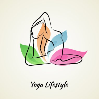 Güzel bir kadın yoga yapıyor.