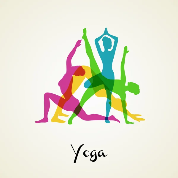 Yoga houdingen silhouet — Stockvector