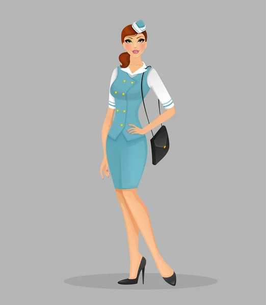Mädchen in Stewardess-Uniform — Stockvektor