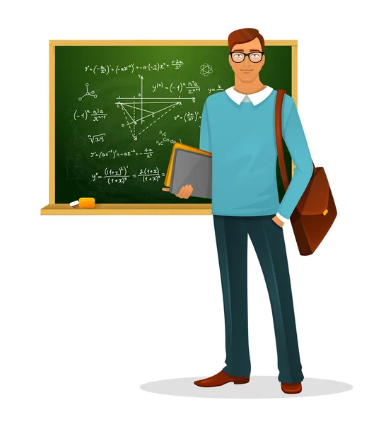 Male teacher with blackboard — Stock Vector
