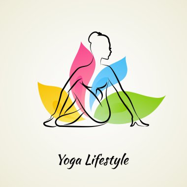 Güzel bir kadın yoga yapıyor.