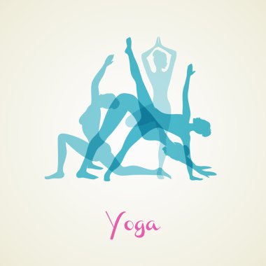 Yoga pozlar siluet seti