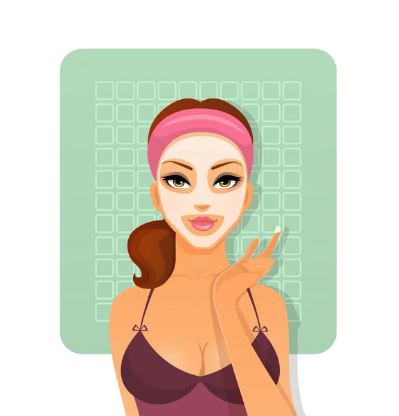 Beautiful woman with face-mask — Stock Vector