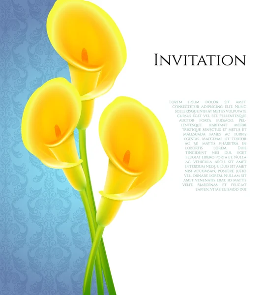 Invitation with callas flowers — Stock Vector