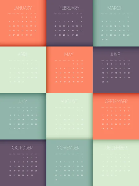 Calendar pentru anul 2015 — Vector de stoc