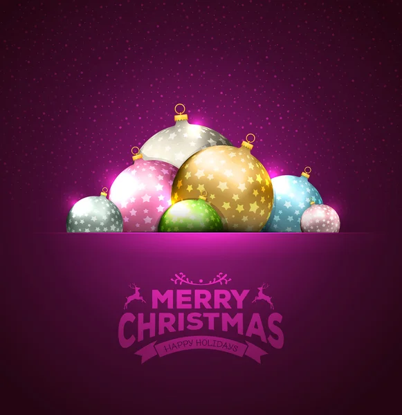 Julkort med bollar bakgrund — Stock vektor