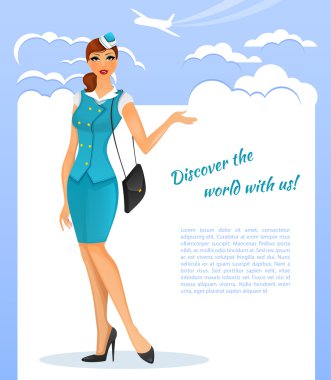 Hostes üniforması giyen kız