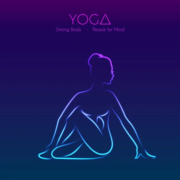 Yoga poz kadının siluet — Stok Vektör