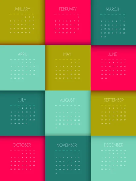 Calendar pentru anul 2015 — Vector de stoc