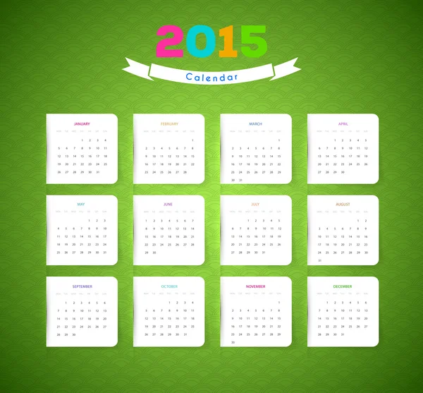 Calendario 2015 año — Vector de stock