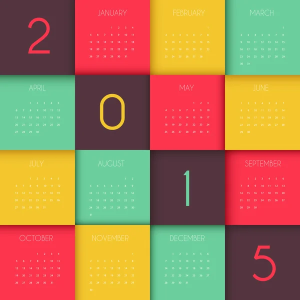 Kalender för 2015 år — 图库矢量图片