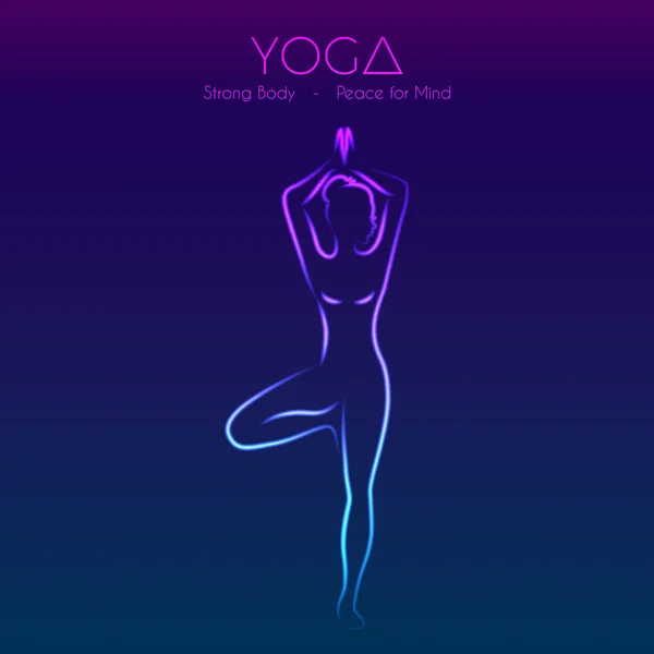 Yoga-Pose Frauensilhouette — Stockvektor