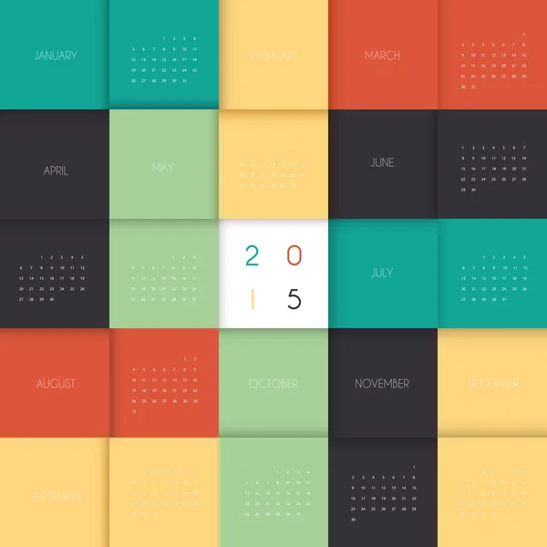 Kalender för 2015 år — 图库矢量图片