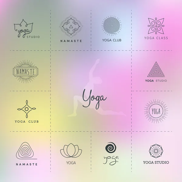 Σύνολο λογότυπα για ένα στούντιο γιόγκα — Διανυσματικό Αρχείο