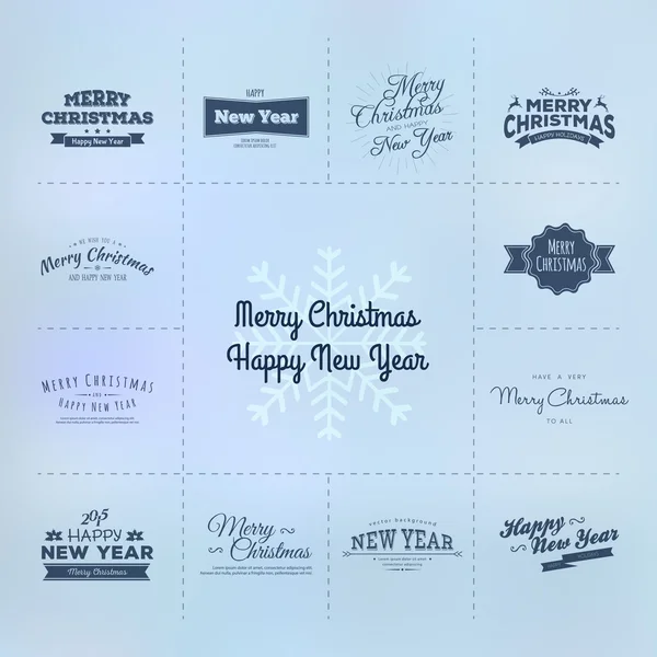 Navidad y Año Nuevo conjunto de caligrafía — Archivo Imágenes Vectoriales