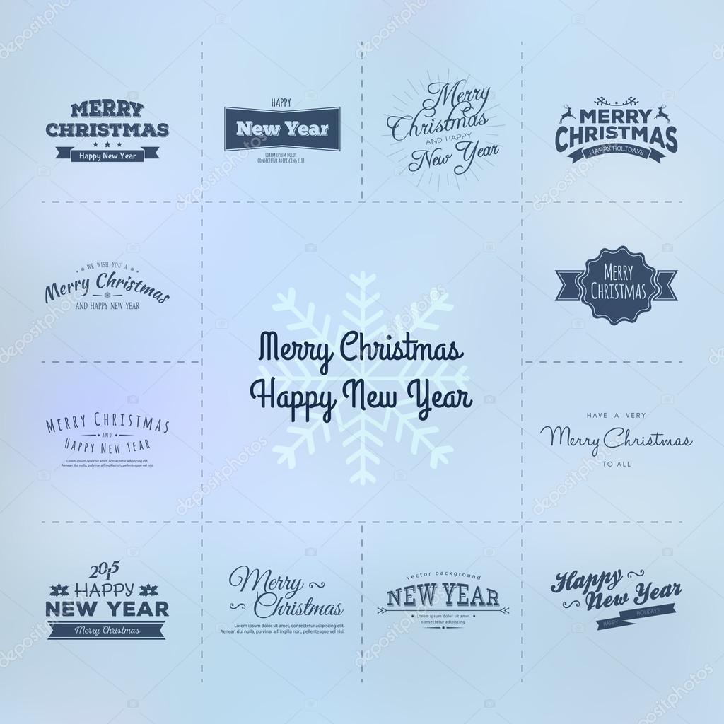 Vector illustration of Christmas and New year calligraphy set