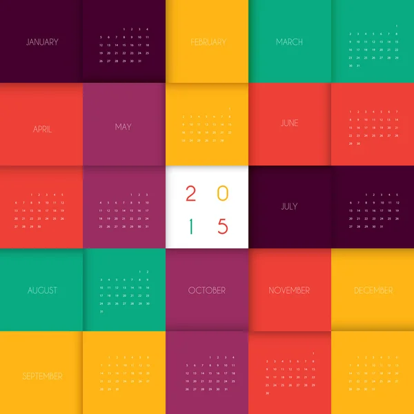 Kalender voor het jaar 2015 — Stockvector