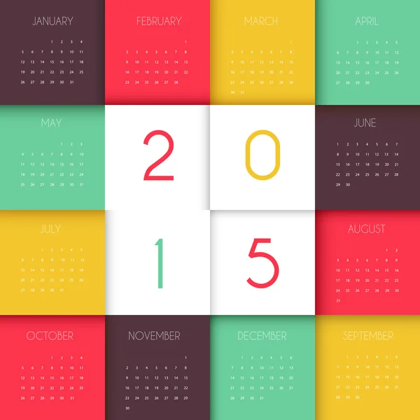 Calendario 2015 año — Vector de stock