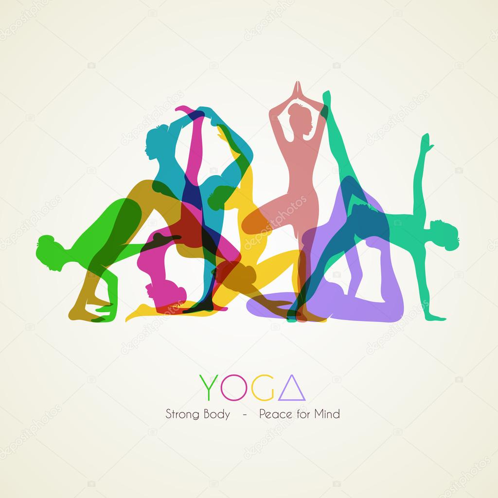 Yoga poses woman's silhouette