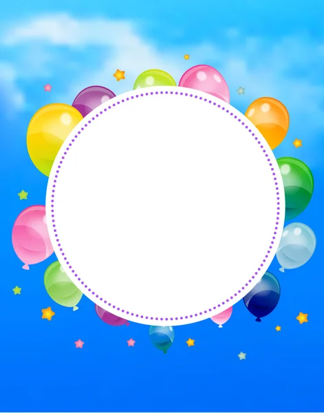 Banner de fiesta con banderas y balones — Vector de stock