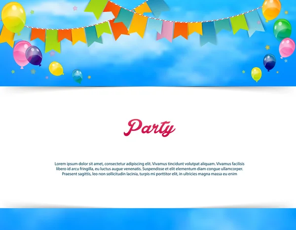 Parteibanner mit Fahnen und Luftballons — Stockvektor