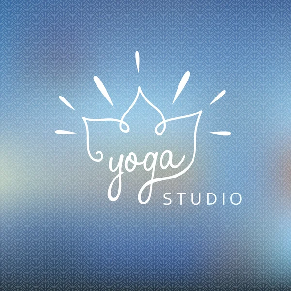 Fondo desenfocado con logo de yoga — Archivo Imágenes Vectoriales