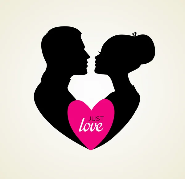 Couple's silhouette kissing image — Stock Vector