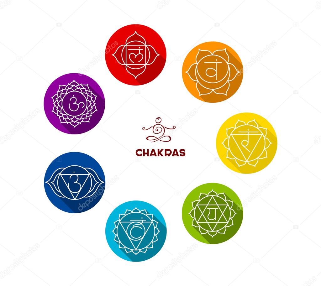 Vector illustration of Chakra color flat set