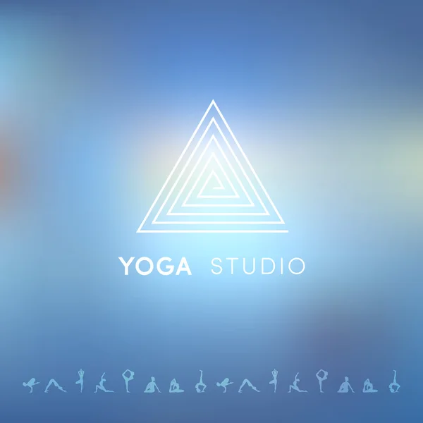 Fundo azulado com logotipo de ioga — Vetor de Stock