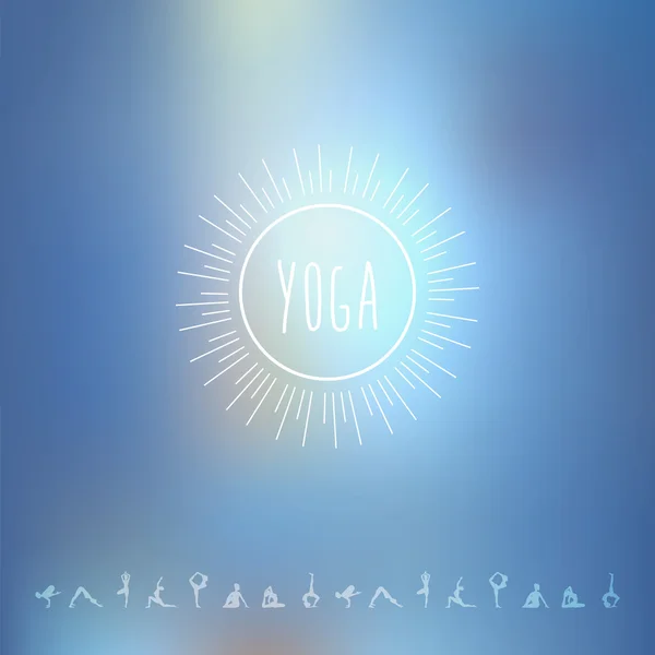 Fondo desenfocado con logo de yoga — Archivo Imágenes Vectoriales