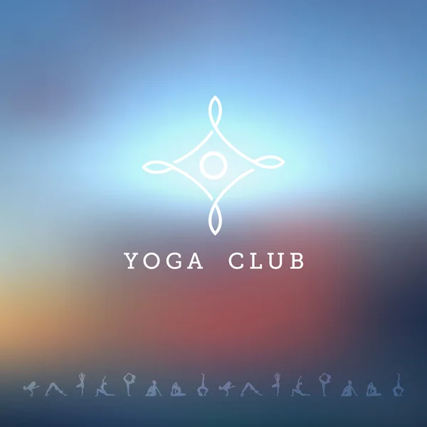 Fondo desenfocado con logo de yoga — Archivo Imágenes Vectoriales