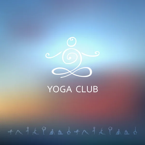 Fondo desenfocado con logo de yoga — Vector de stock