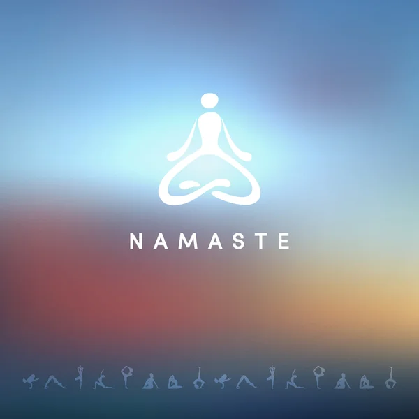 Блакитний фон з логотипом йоги — стоковий вектор