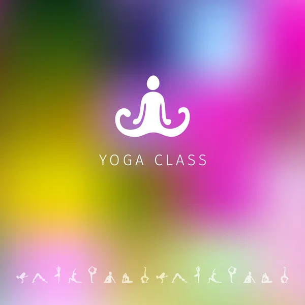 Fond bleu avec logo yoga — Image vectorielle