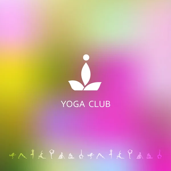 Fondo desenfocado con logo de yoga — Vector de stock