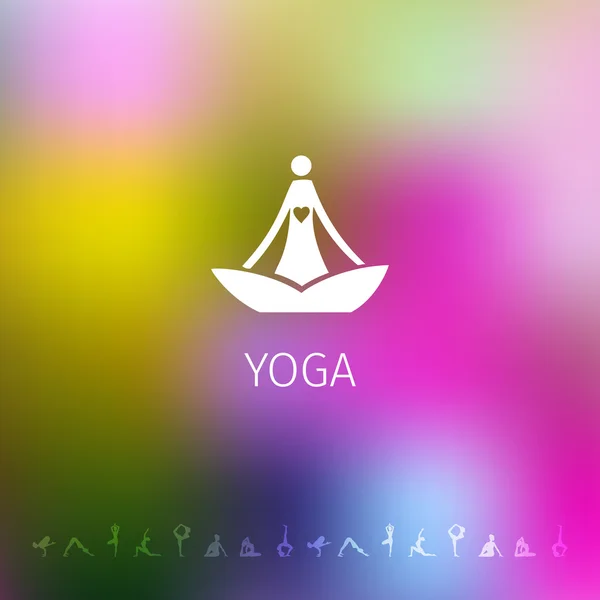 Blauer Hintergrund mit Yoga-Logo — Stockvektor